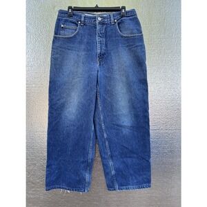 ANCHOR BLUE BEYOND BAGGY MENS JEANS SIZE 34X27 COTTON VINTAGE Y2K BLUE WIDE LEG